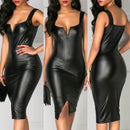 Sort bodycon læderkjole