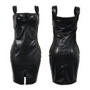 Sort bodycon læderkjole