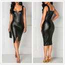 Sort bodycon læderkjole