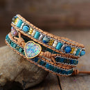Opal hjerte-wrap armbånd