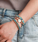 Opal hjerte-wrap armbånd