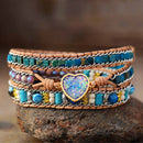 Opal hjerte-wrap armbånd