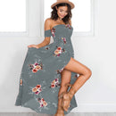 Blomstret Off-Shoulder Slå Om Maxi Kjole