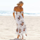 Blomstret Off-Shoulder Slå Om Maxi Kjole