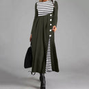 Dame Stribet Langærmet Patchwork Kjole