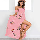 Blomstret Off-Shoulder Slå Om Maxi Kjole