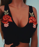 Broderet Rose Tanktop til Kvinder