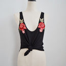 Broderet Rose Tanktop til Kvinder