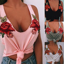 Broderet Rose Tanktop til Kvinder