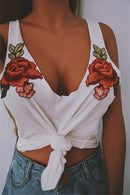 Broderet Rose Tanktop til Kvinder