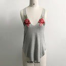 Broderet Rose Tanktop til Kvinder