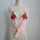 Broderet Rose Tanktop til Kvinder