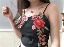 Sæt med broderet crop top og shorts med blomsterprint