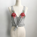 Broderet Rose Tanktop til Kvinder
