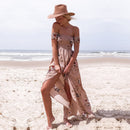 Blomstret Off-Shoulder Slå Om Maxi Kjole