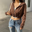 Ekstra Slank Krøllet Lynlås Hoodie