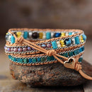 Opal hjerte-wrap armbånd