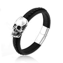 Stål Punk Dødningehoved Læderarmbånd