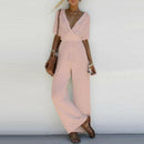Boho jumpsuit-shorts med vide ben