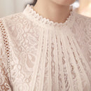 Langærmede Chiffon Blonde Hæklede Toppe