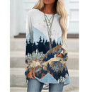Plus Size Bjergprintede Sweatshirts
