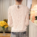 Langærmede Chiffon Blonde Hæklede Toppe