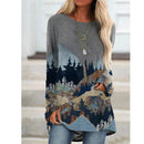 Plus Size Bjergprintede Sweatshirts