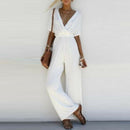 Boho jumpsuit-shorts med vide ben
