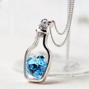 Drift Bottle Krystal Hjerte Halskæde