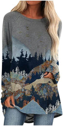 Plus Size Bjergprintede Sweatshirts