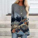 Plus Size Bjergprintede Sweatshirts