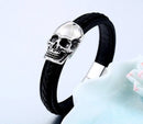 Stål Punk Dødningehoved Læderarmbånd