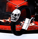 Stål Punk Dødningehoved Læderarmbånd